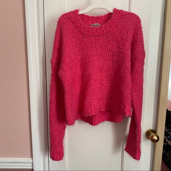 Show Me Your MuMu Varsity Pink Knubby Knit Sweater - Picture 5 of 10